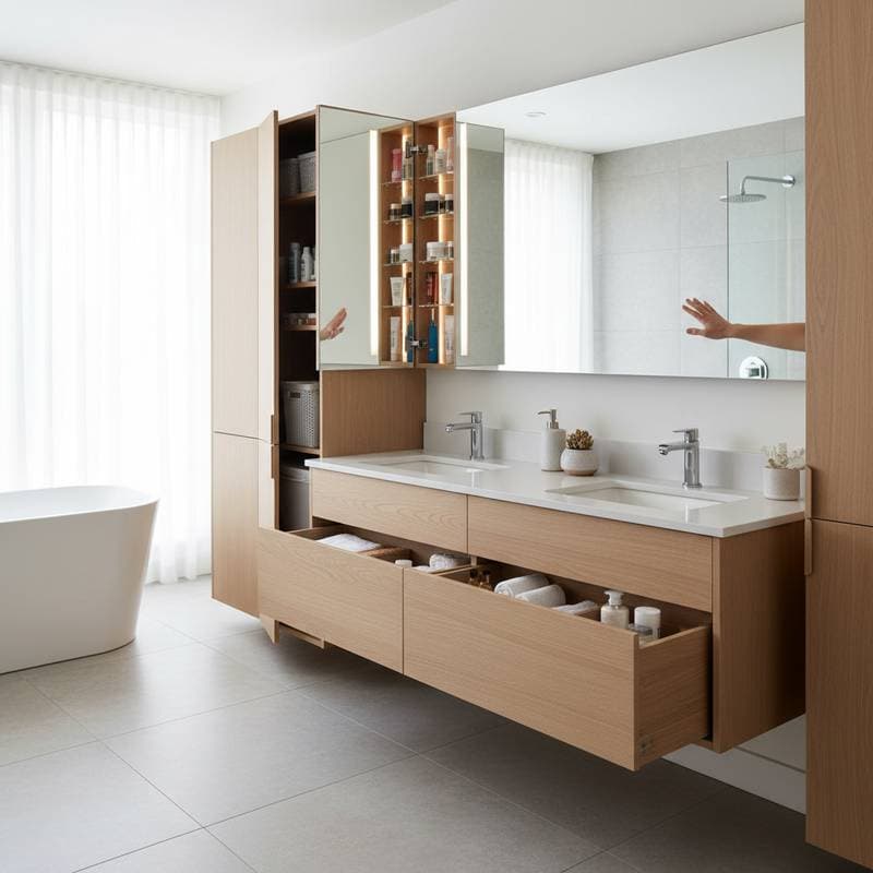 Featured image for Hidden Storage Solved My Bathroom Chaos Problem