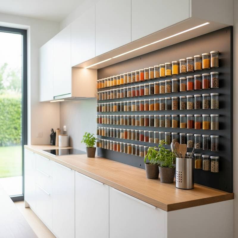 Featured image for Magnetic Spice Walls Solve Kitchen Storage Problems