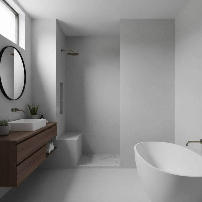 Featured image for Microcement Eliminates Grout Lines in Modern Baths