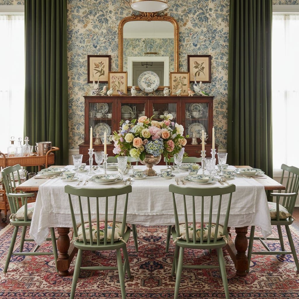 Featured image for Grandmillennial Dining Rooms Blend Vintage Charm with Modern Ease