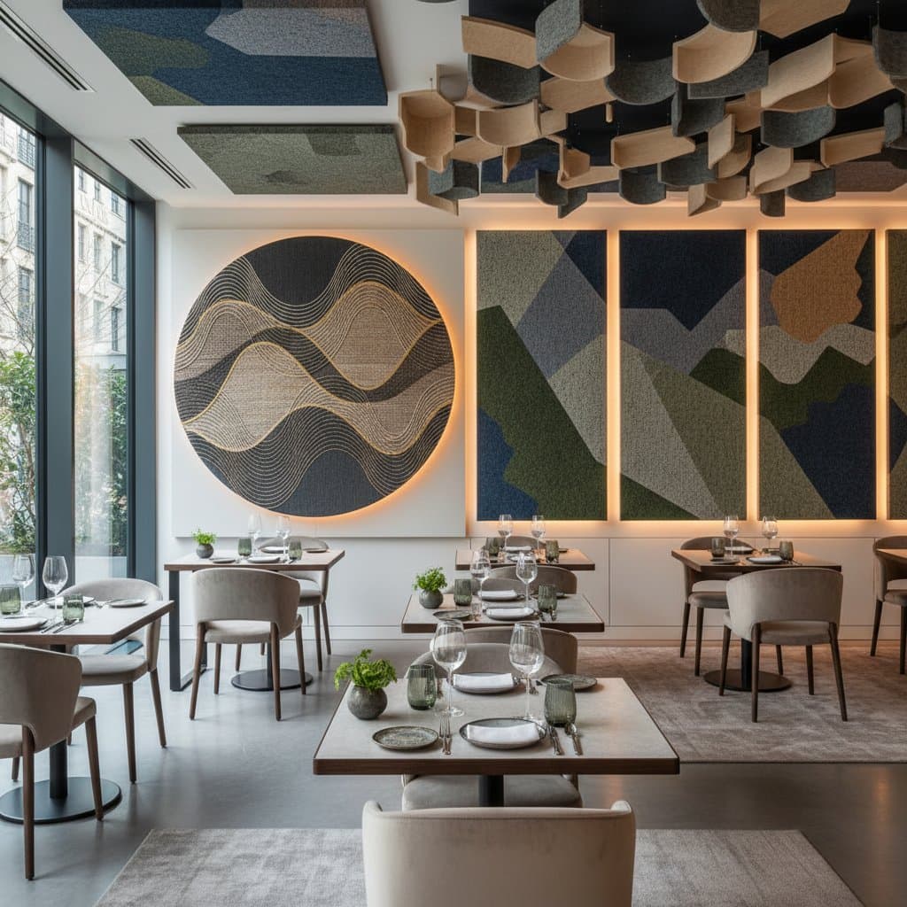 Featured image for Artistic Acoustic Panels Turn Noisy Dining Serene