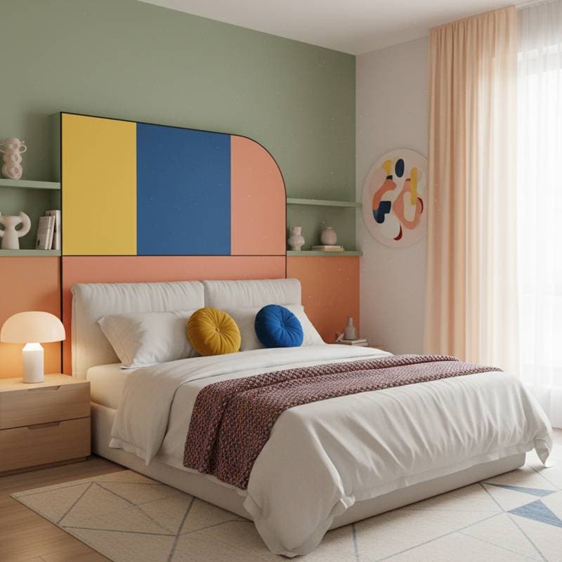 Featured image for Color-Blocking Bedrooms: The Dopamine Decor Trend