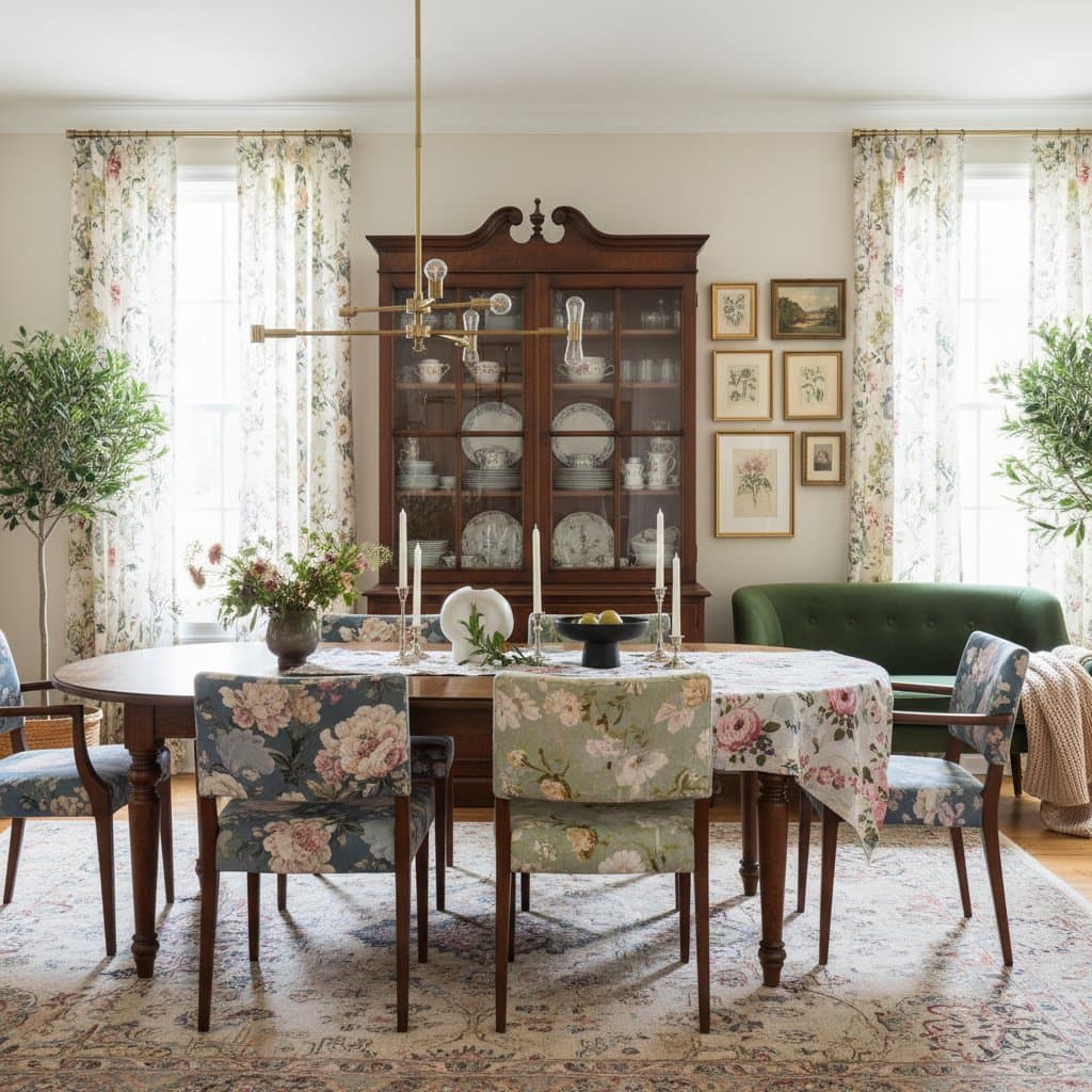 Featured image for Young Homeowners Bring Back China Cabinets and Floral Charm